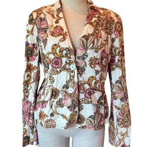 Robert‎ Graham Women's Blazer Jacket Size 12 Multicolor Floral Paisley Cotton